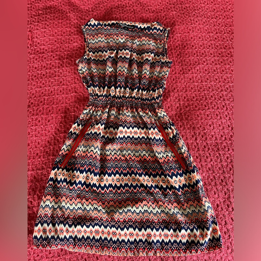 Feathers Multicolor Chevron Dress w/ Pockets